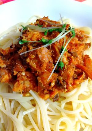 サバ缶とトマト缶のパスタ-レシピのメイン写真