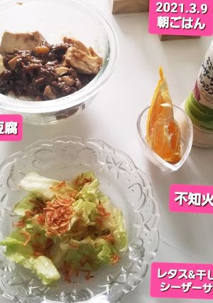 麻婆豆腐&干しエビ&レタスシーザーサラダ-レシピのメイン写真