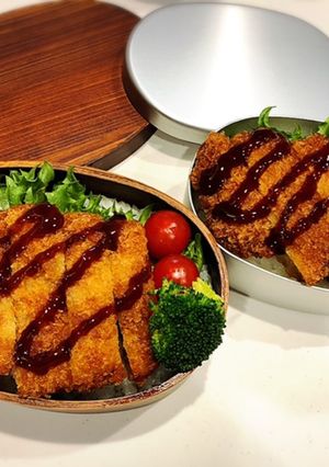 のっけ弁当(兄弟部活弁当)豚カツ-レシピのメイン写真