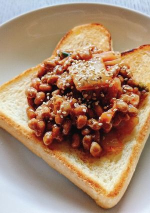 納豆キムチトースト-レシピのメイン写真