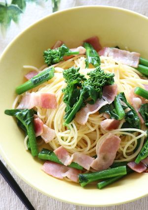のらぼう菜とベーコンのパスタ-レシピのメイン写真