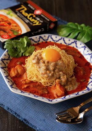 簡単やみつき！納豆タイカレービーフン-レシピのメイン写真