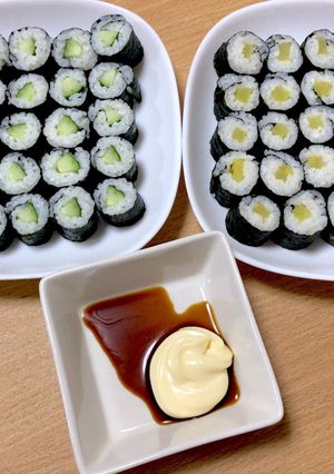 かっぱ巻きとお新香巻きには醤油マヨ☆-レシピのメイン写真
