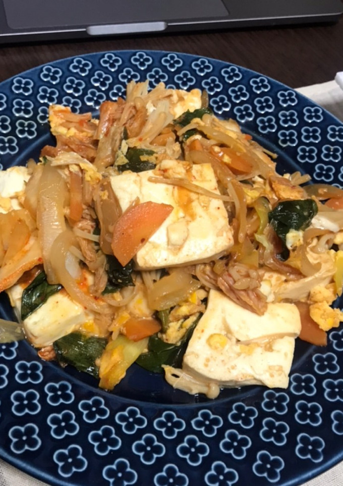 豆腐キムチの卵とじ炒め-レシピのメイン写真