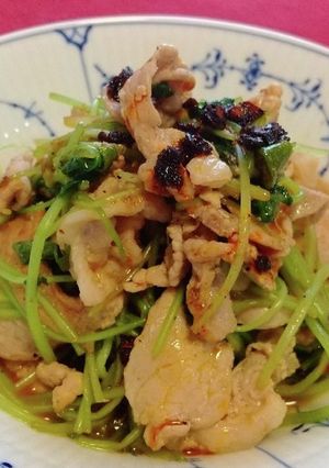 三つ葉・豚肉炒め～ピリ辛ソースがけ～-レシピのメイン写真