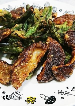 しいたけと冷凍いんげんの唐揚げ-レシピのメイン写真
