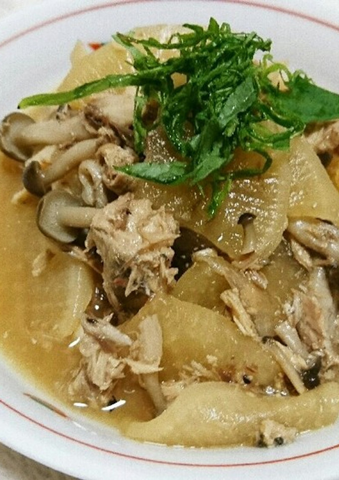 大根とサバ缶水煮缶としめじのレンジ煮-レシピのメイン写真