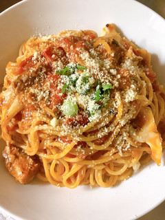 超簡単サバ水煮缶で作る「サバトマパスタ」-レシピのメイン写真