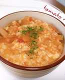 残ったトマトスープでトマトリゾット！