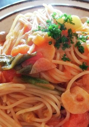 春キャベツのスープ煮deトマトパスタ-レシピのメイン写真