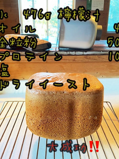 プロテイン全粒粉パン、バター砂糖不使用で-レシピのメイン写真