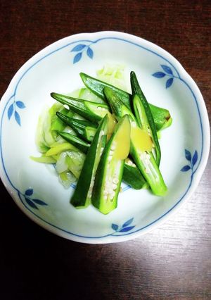 オクラとネギの辛子酢味噌のせ-レシピのメイン写真