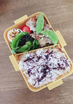 スナップえんどうと豚肉のマヨ炒め弁当♪-レシピのメイン写真