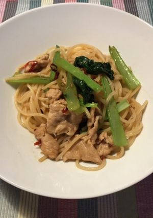 青梗菜と豚肉のペペロンチーノ-レシピのメイン写真