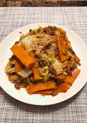 【超減塩】白菜と納豆の黒酢炒め-レシピのメイン写真