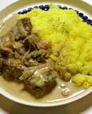 牛肉のクリーム煮　サフランライス添え
