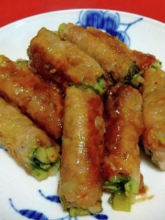小松菜の豚肉巻き~黒酢ソース~-レシピのメイン写真