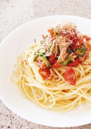 トマトとオクラの彩りさっぱりパスタ-レシピのメイン写真