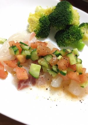 鯛のカルパッチョ　トマトときゅうりのっけ-レシピのメイン写真