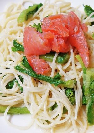 菜の花とスモークサーモンの冷製パスタ♪-レシピのメイン写真
