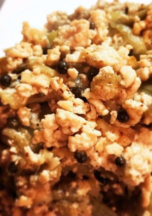 塩漬け胡椒が香る【焼き茄子の挽肉炒め】-レシピのメイン写真