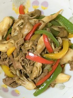 簡単!牛肉と舞茸のオイスターソース炒め-レシピのメイン写真