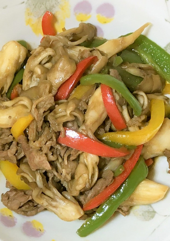 簡単！牛肉と舞茸のオイスターソース炒め-レシピのメイン写真