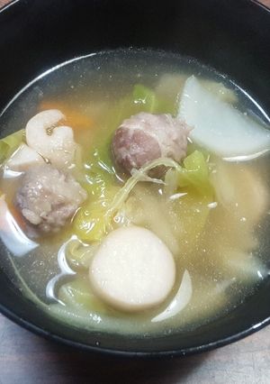肉巻きボール入り具沢山スープ-レシピのメイン写真