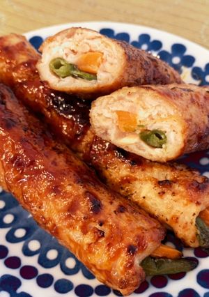 しゃきしゃきレンコンの鶏つくね野菜巻き-レシピのメイン写真