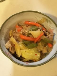 春雨とキャベツの黒酢豚肉炒め-レシピのメイン写真