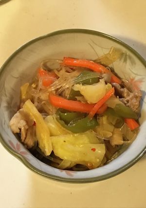 春雨とキャベツの黒酢豚肉炒め-レシピのメイン写真