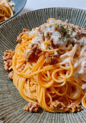 【ワンパン】ミートチーズパスタ-レシピのメイン写真