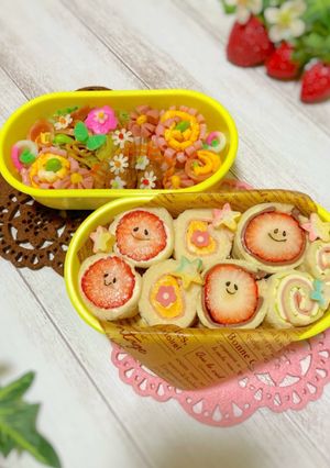 苺チョコロールサンド☆幼稚園のキャラ弁当-レシピのメイン写真