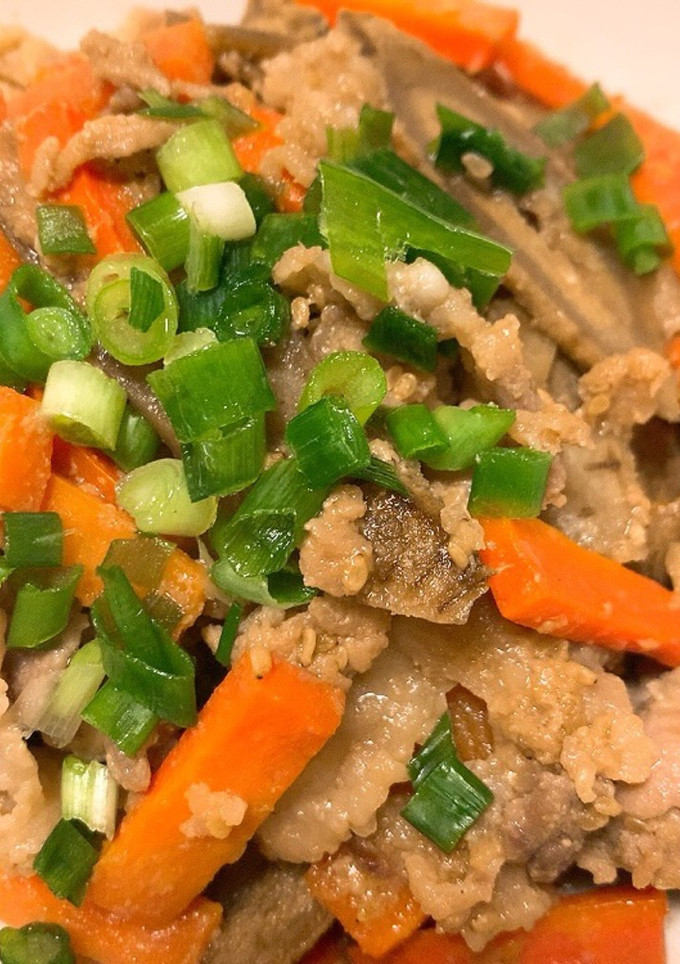 【下味冷凍】豚こまとごぼうのごま味噌漬け-レシピのメイン写真
