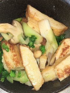 ひら天と菜の花とネギのポン酢炒め-レシピのメイン写真