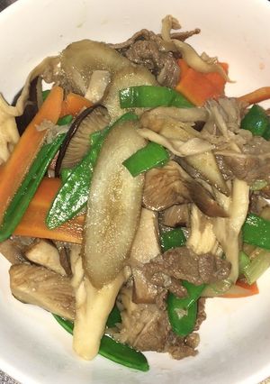 牛肉と牛蒡と茸の青ネギ甘辛炒め-レシピのメイン写真