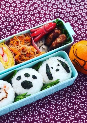塩昆布deスヌーピーおにぎり弁当-レシピのメイン写真