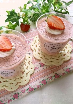 ヘルシー♪いちご豆乳ぷりん-レシピのメイン写真