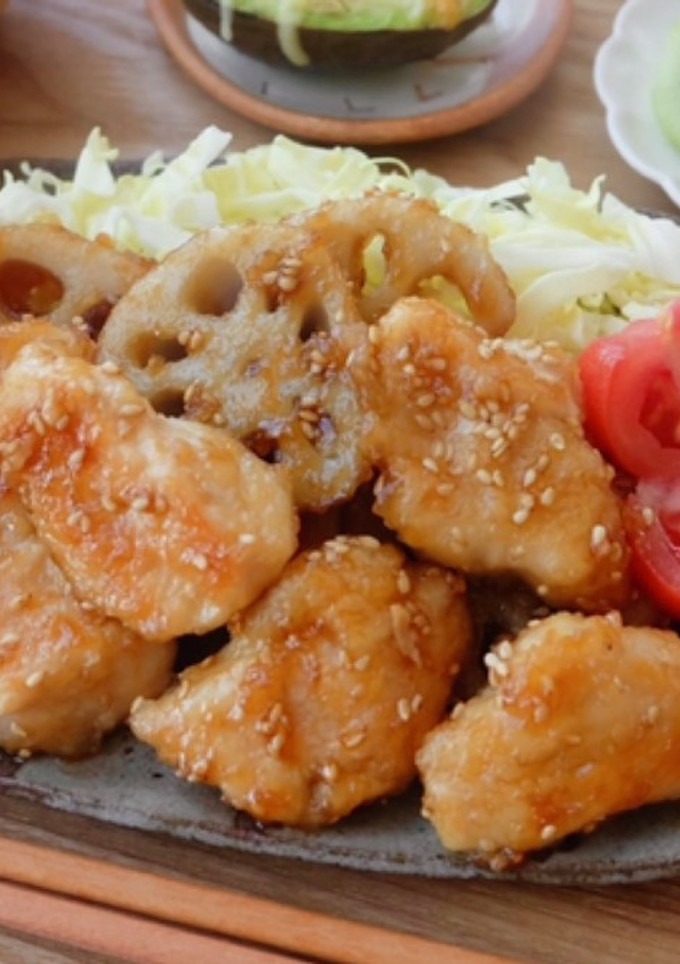 しっとり鶏むね肉と蓮根の照り焼き-レシピのメイン写真
