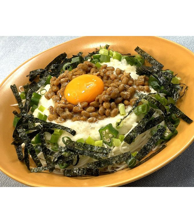 納豆とろろのお月見まぜそうめん☆動画あり by おっちゃんの台所奮闘記