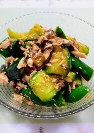 簡単今夜の夕飯ツナ胡瓜塩昆布和え野菜料理節約-レシピのメイン写真