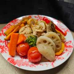 รูปของ 手羽元とカラフル野菜のパーティーオーブンプレート