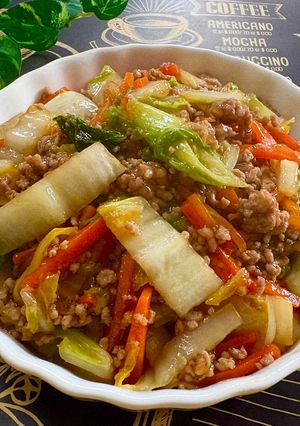 簡単♪美味しい♡白菜と挽肉の餡掛け-レシピのメイン写真