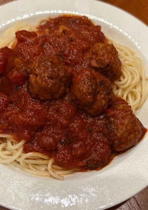 ミードボールのトマトソースパスタ-レシピのメイン写真