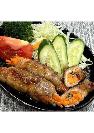 肉巻き人参のしょうがてりやき★動画あり★-レシピのメイン写真