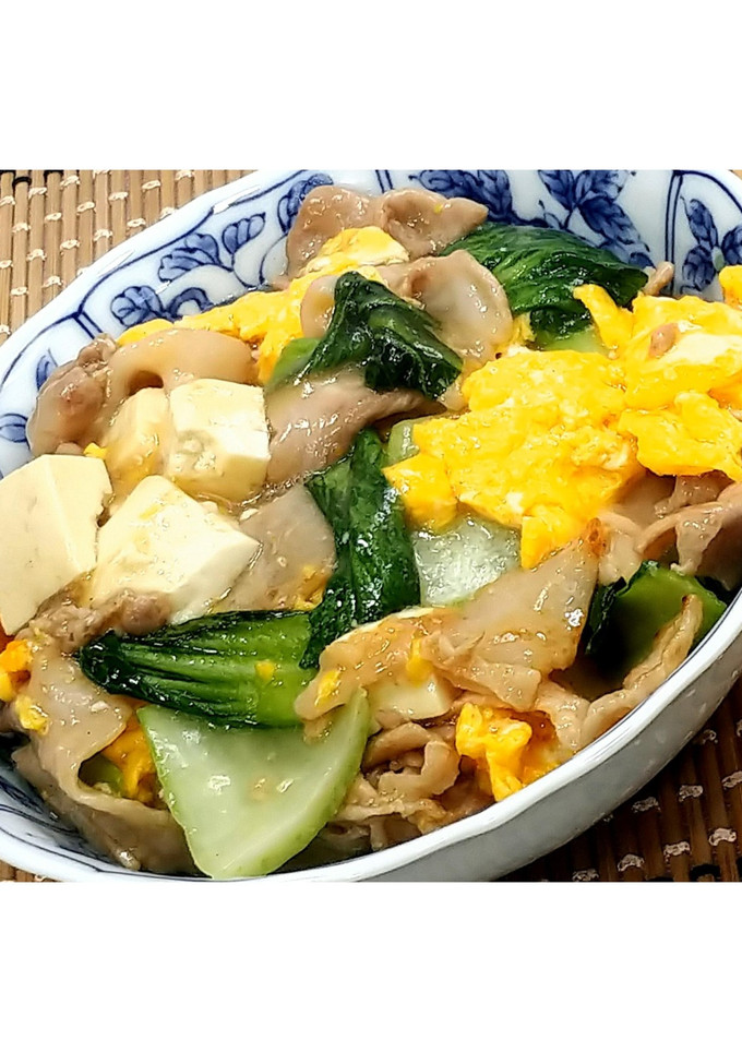 青梗菜と豆腐の豚肉炒め★動画あり★-レシピのメイン写真