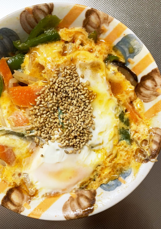 全てレンジキムチの卵とじ炒め味豚平焼き風-レシピのメイン写真
