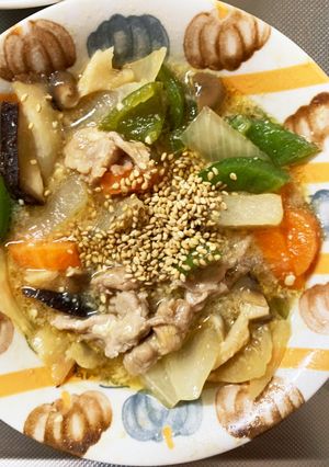 マヨ照り焼き炒め味豚こま大根青椒肉絲風-レシピのメイン写真
