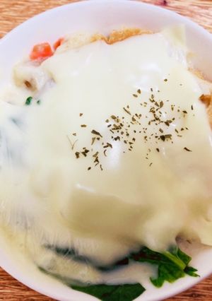 豆乳でパンミミチーズフォンデュ風グラタン-レシピのメイン写真