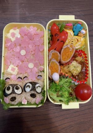 66キャラ弁　たぬきち　つぶきち　桜-レシピのメイン写真